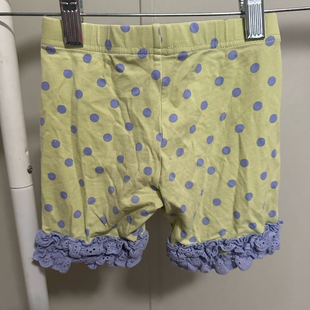 Matilda Jane Green and Purple Polka Dot Shorties with eyelet ruffles size 6 - Picture 4 of 6